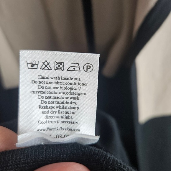 Pure Collection Double Faced Coatigan Cotton Cashmere Cardigan 14/16 Beige Black - Picture 11 of 12